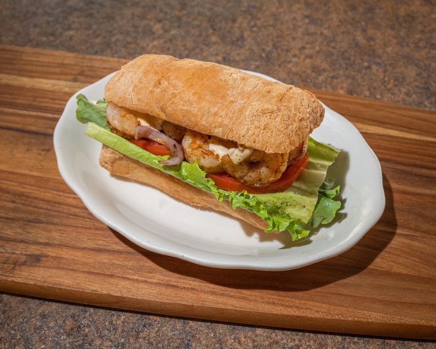 Pan-Seared Shrimp Po' Boy at Goose Feathers Cafe & Bakery