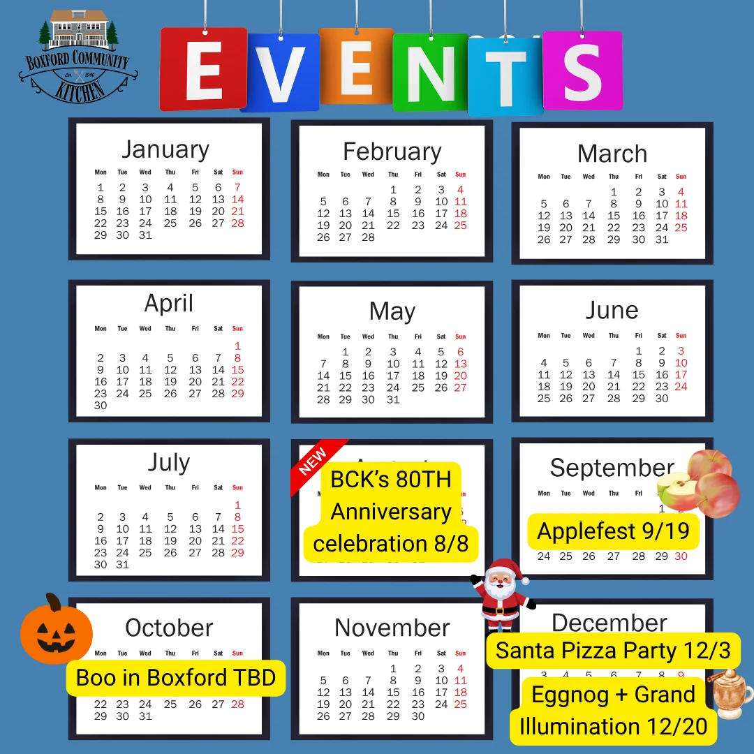 Events calendar showcasing upcoming restaurant events and activities.