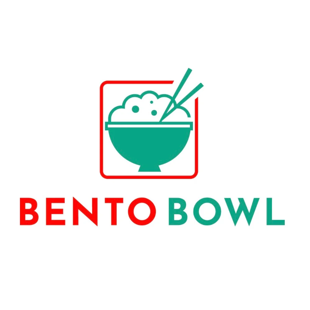 Bento Bowl logo featuring a bowl with rice and chopsticks, East Tawas, MI