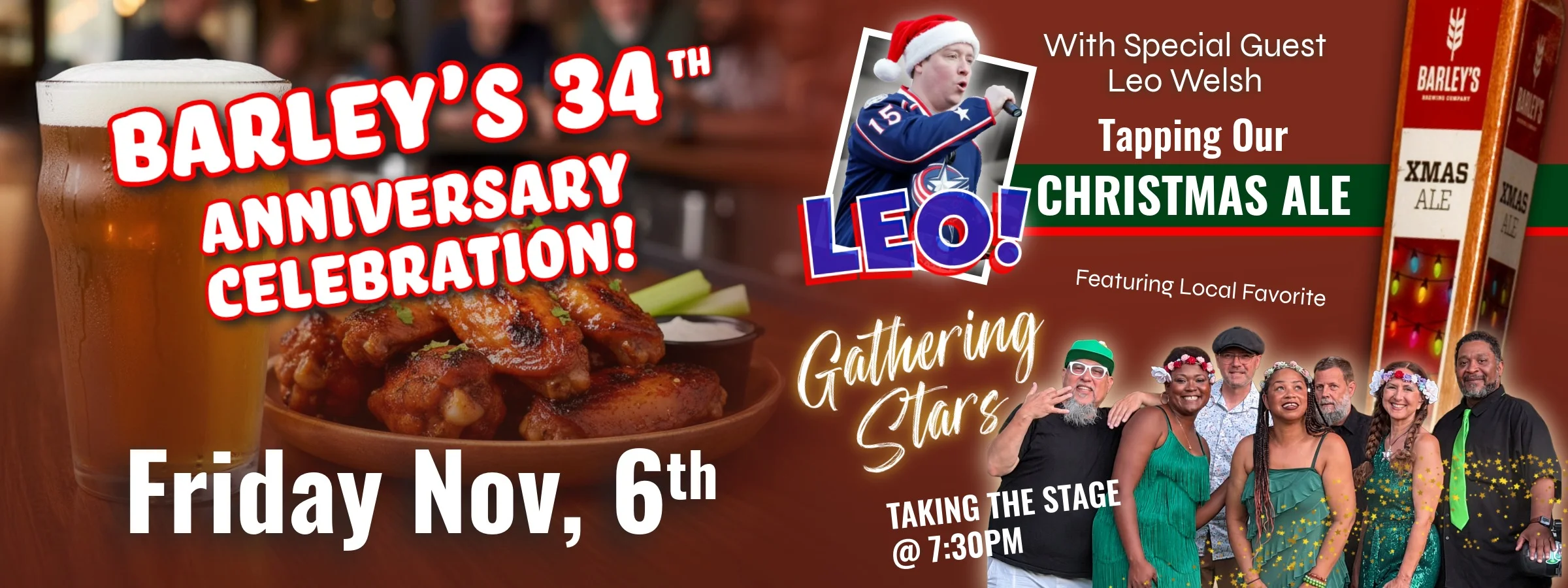 barleys 34th anniversary celebration & Christmas ale tapping graphic