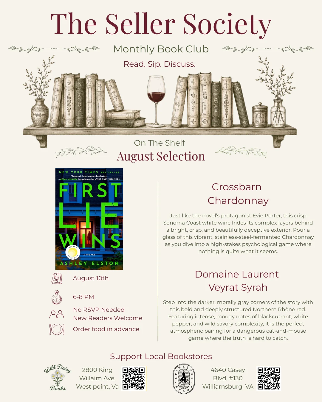 Wine Seller Society Book Club event promotional image