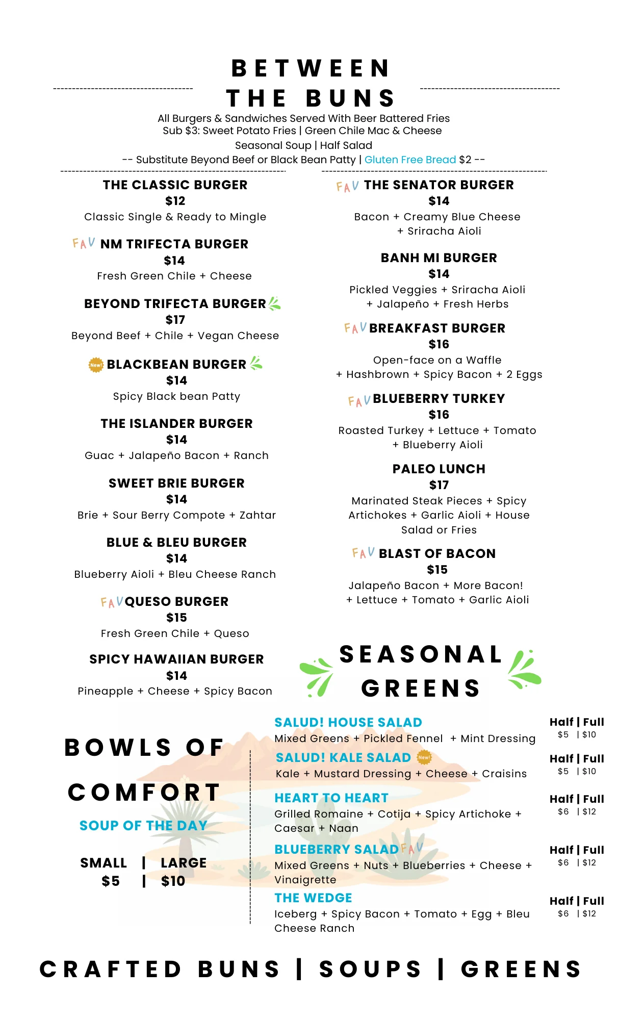 Salud Burger & Salad Menu 2026