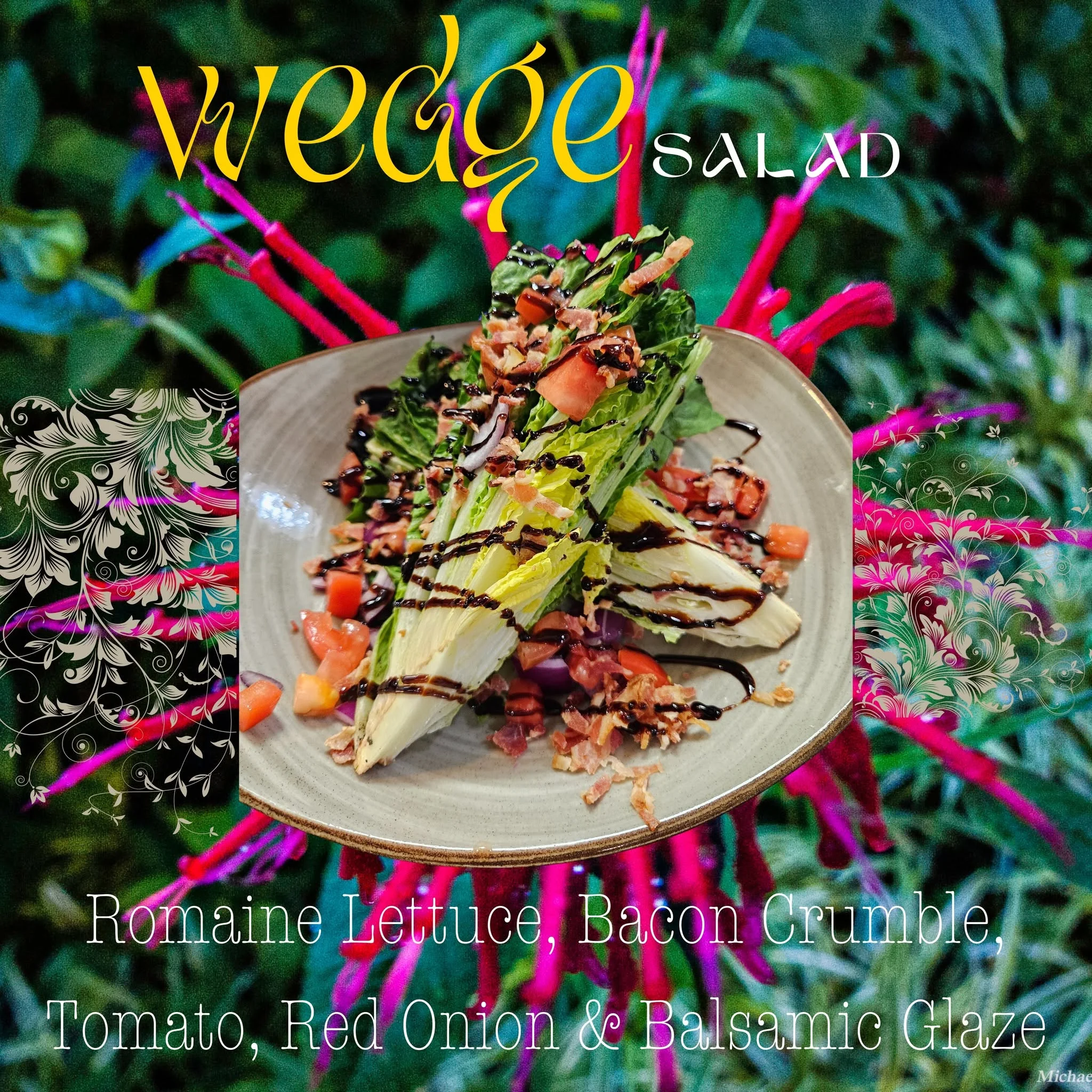 Classic wedge salad with balsamic glaze