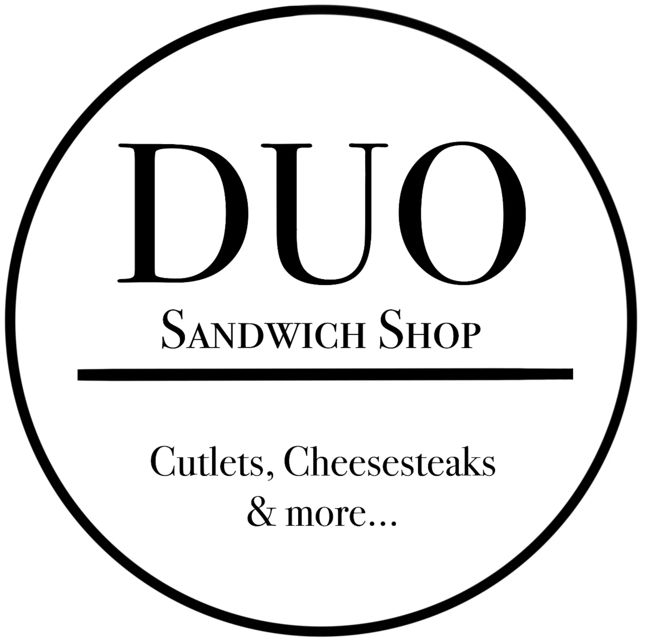 Logo of DUO Sandwich Shop featuring cutlets and cheesesteaks