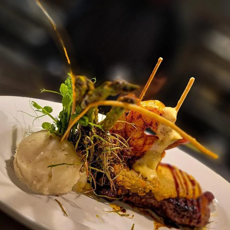 Plated dish at Irina's Steak and Seafood.