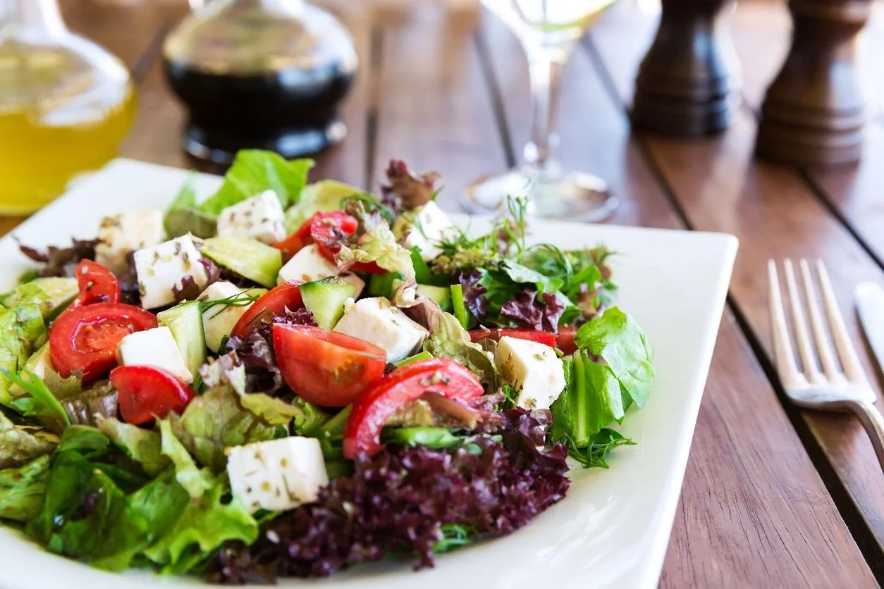 Fresh Greek salad with feta and vegetables