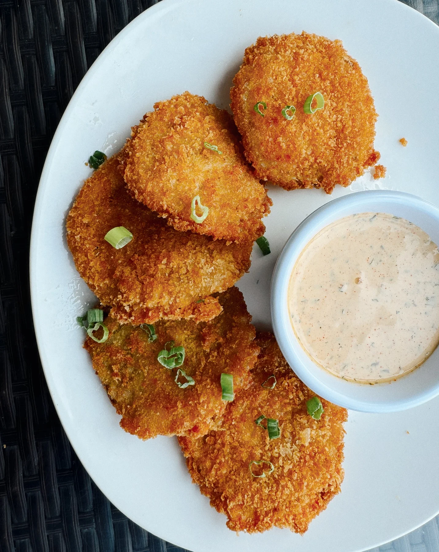 Southern fried green tomatoes with dipping sauce