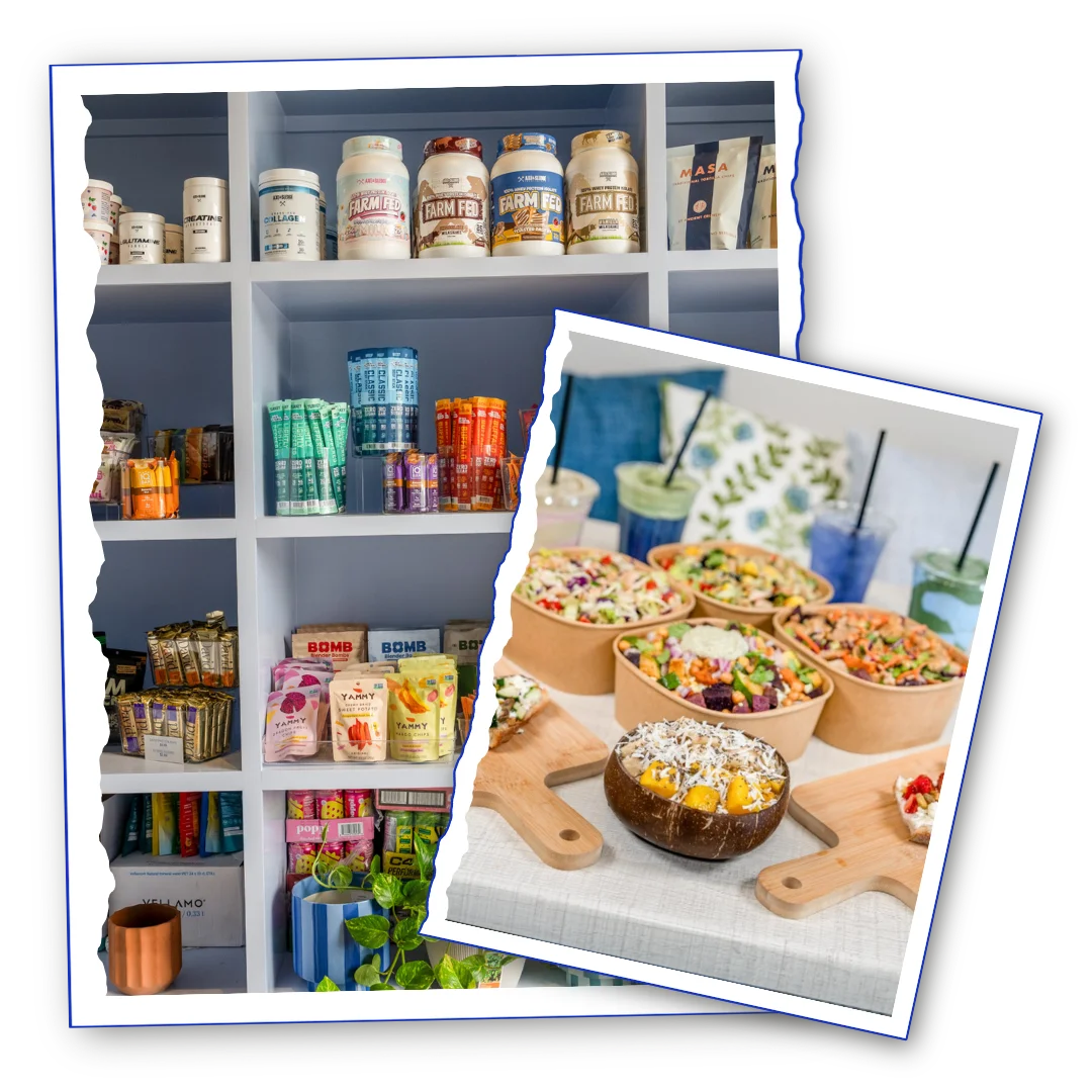 Catering options displayed with various food items and setups.