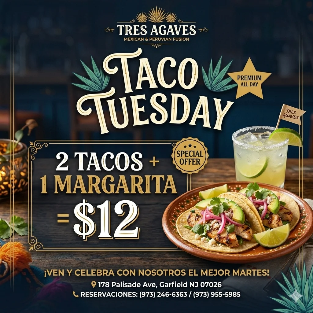 Tacos and margarita special at a Mexican restaurant