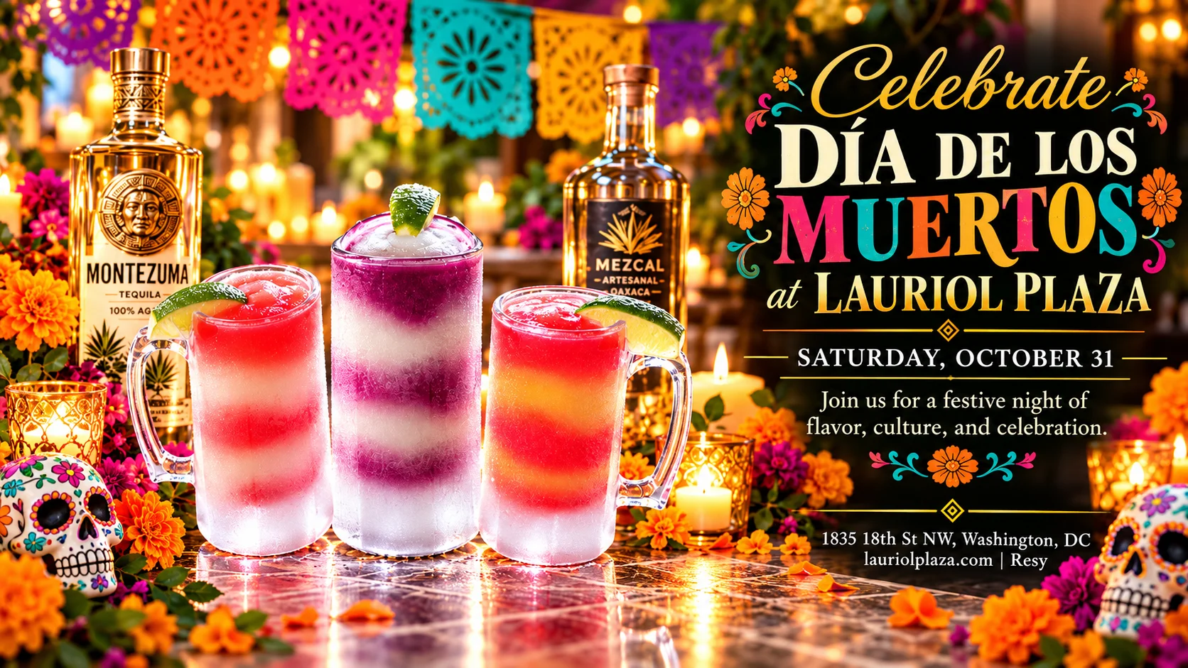 Late night happy hour menu at a Mexican restaurant featuring cocktails and prices