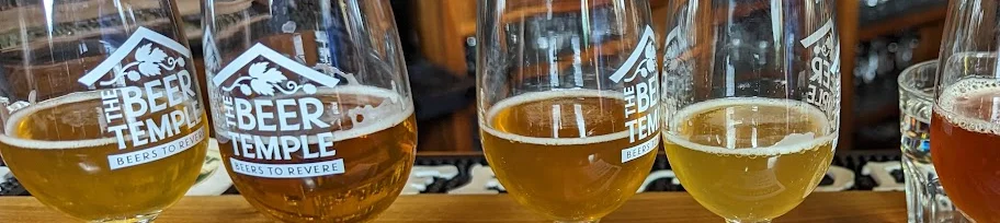 Beer tasting flight at a craft brewery