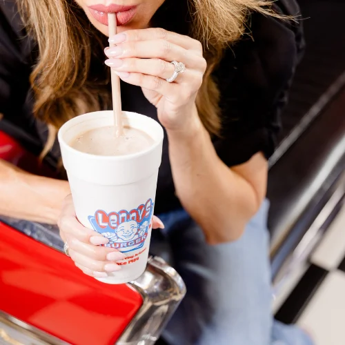 Enjoying a classic milkshake at a retro diner