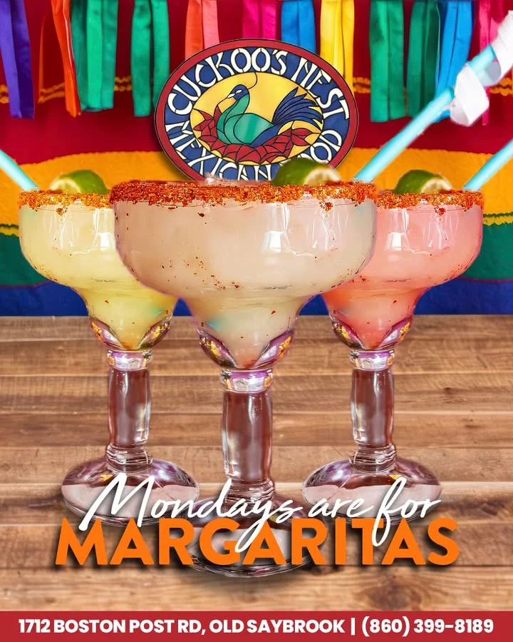 Colorful margaritas served in a festive setting