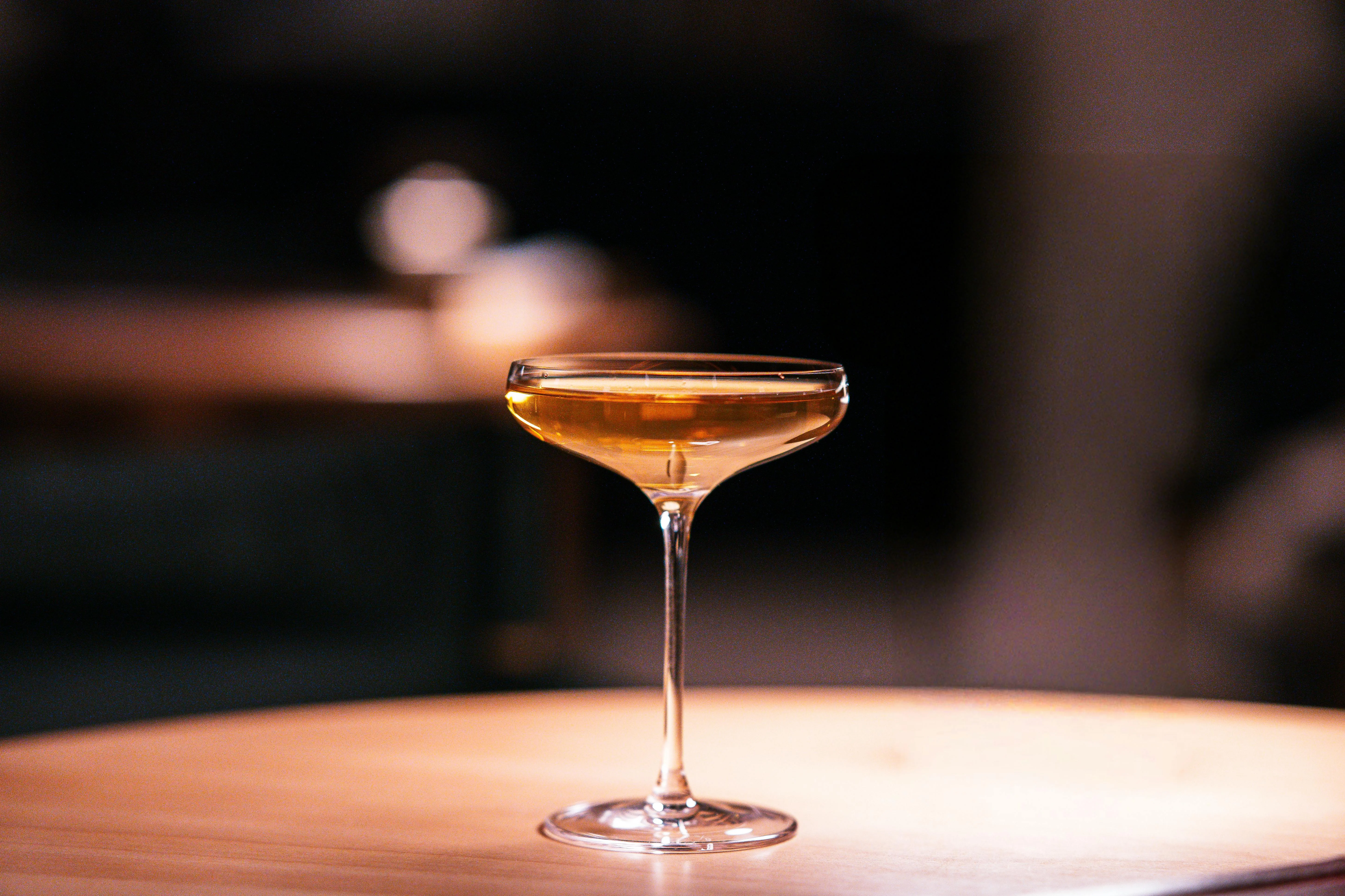 Elegant cocktail served in a coupe glass