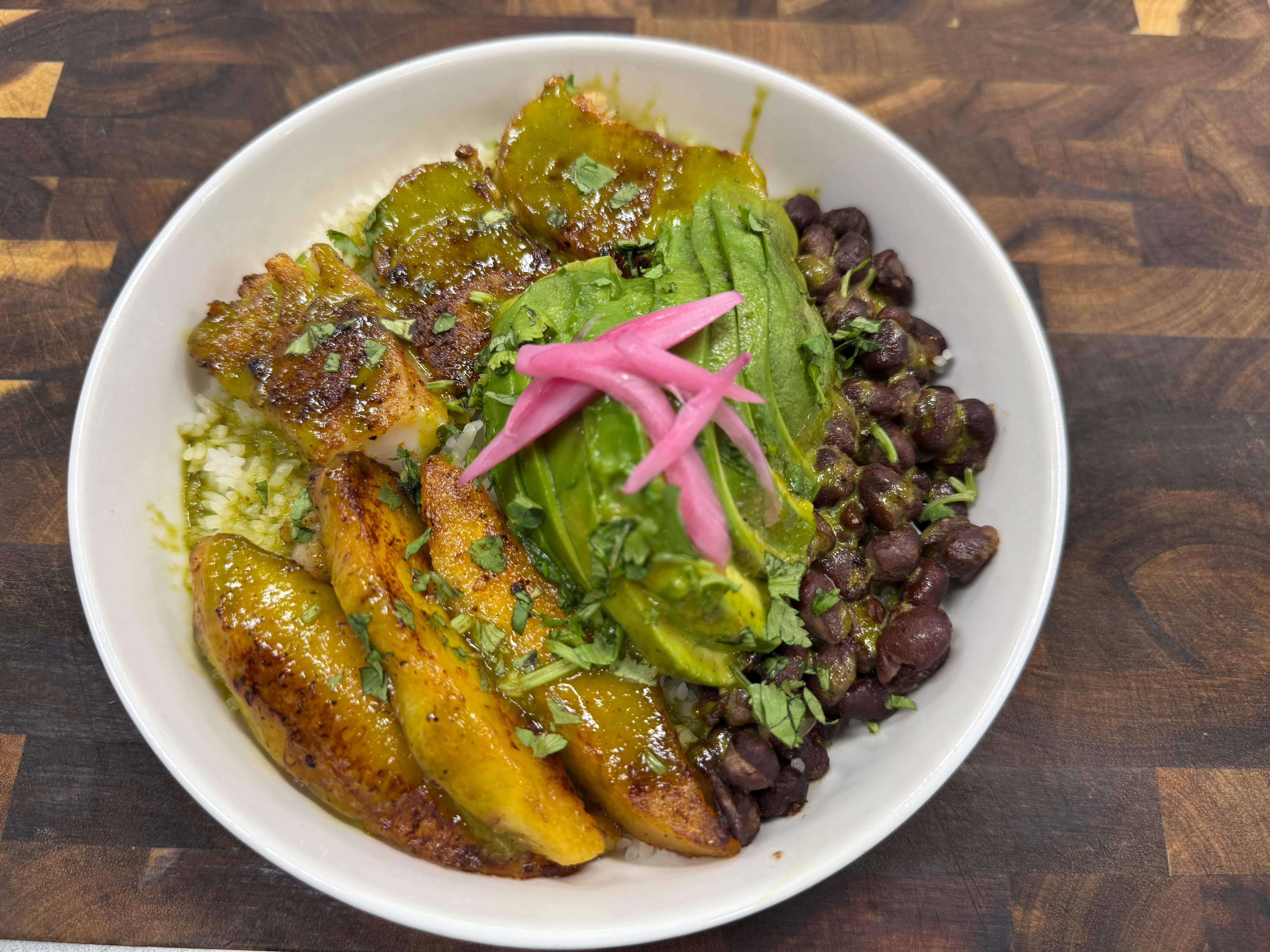 caribbean cod & plantain bowl