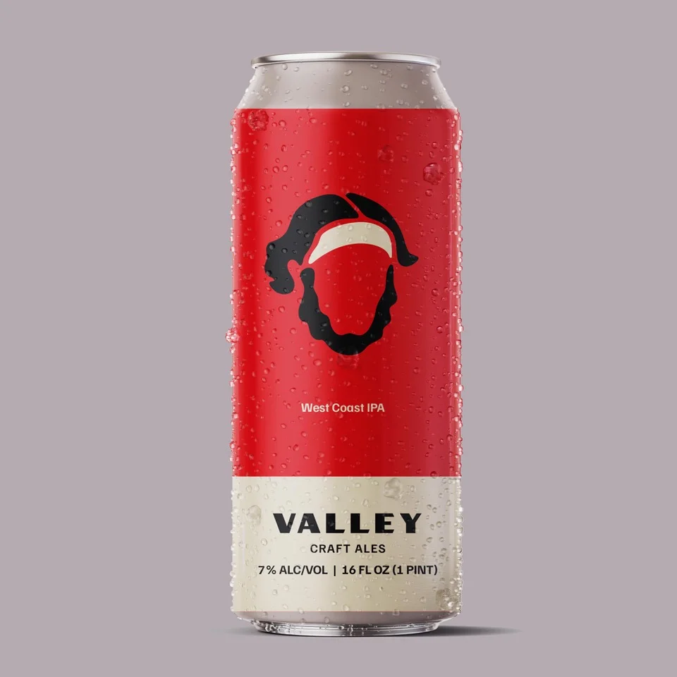 Craft beer can featuring West Coast IPA design