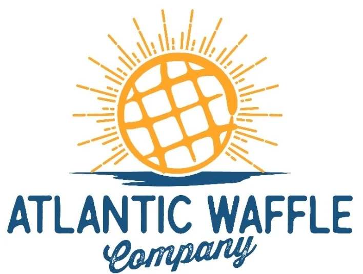 Logo of Atlantic Waffle Company featuring a waffle and sun design