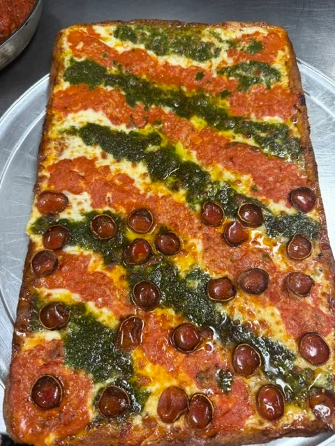 Pesto Roni Square Pizza