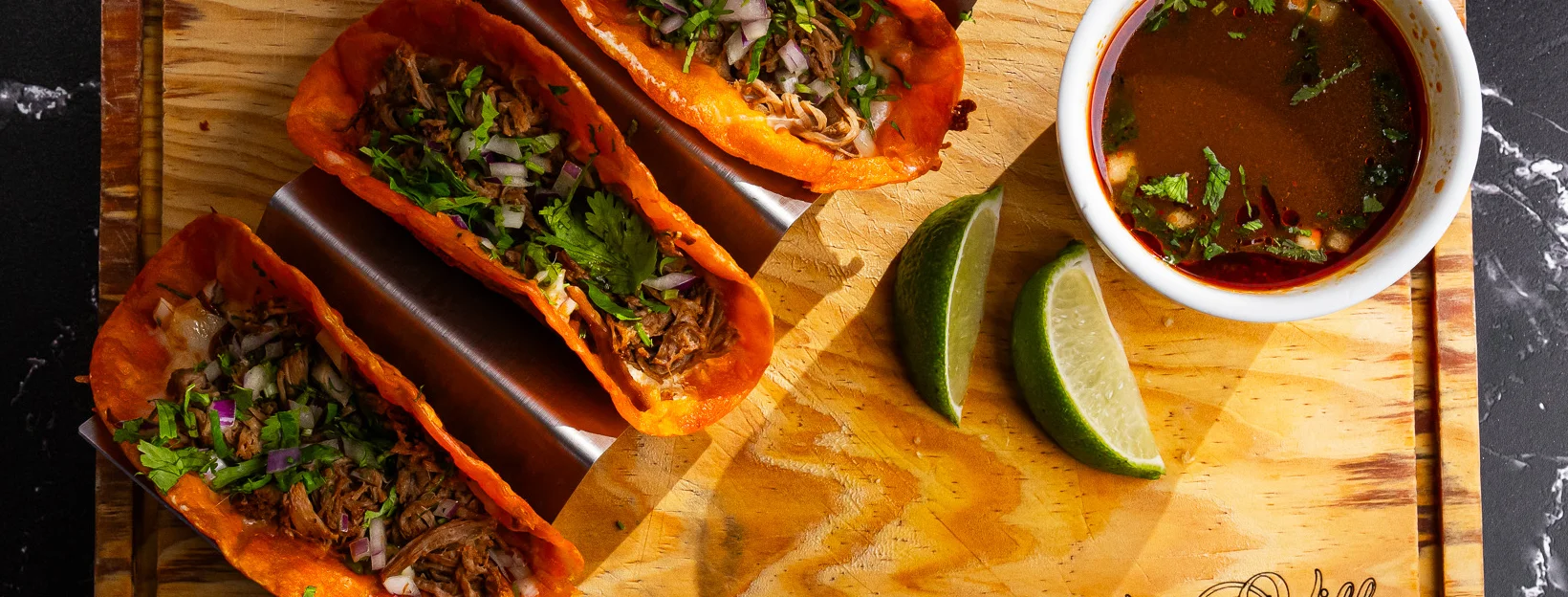 Authentic Mexican tacos with beef and fresh toppings