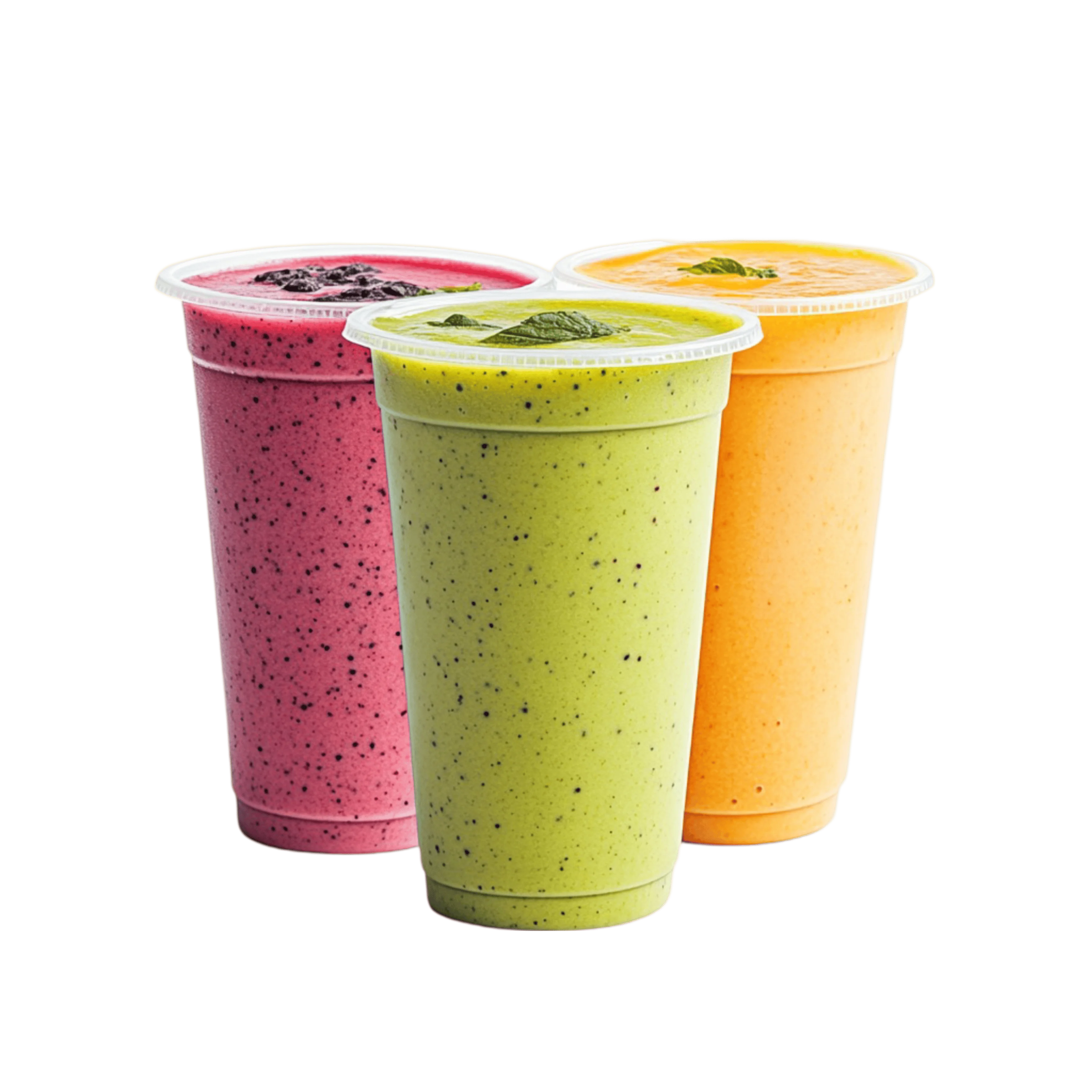 Refreshing smoothies in vibrant colors served in clear cups