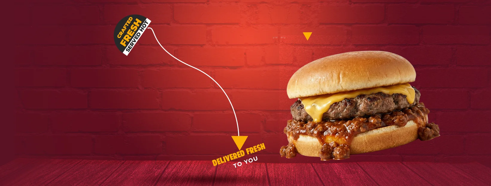 Cheesy chili burger served fresh on a bun