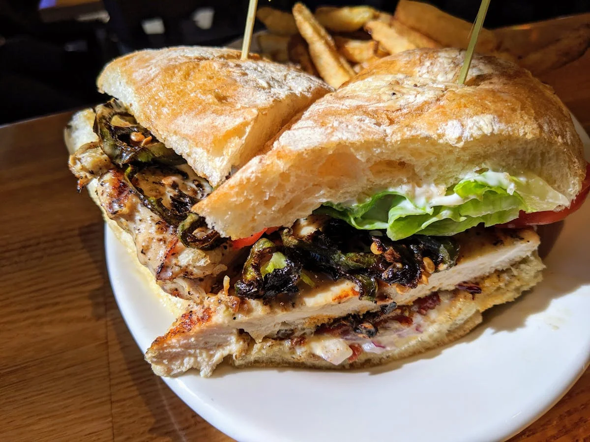 Grilled chicken sandwich with fresh toppings