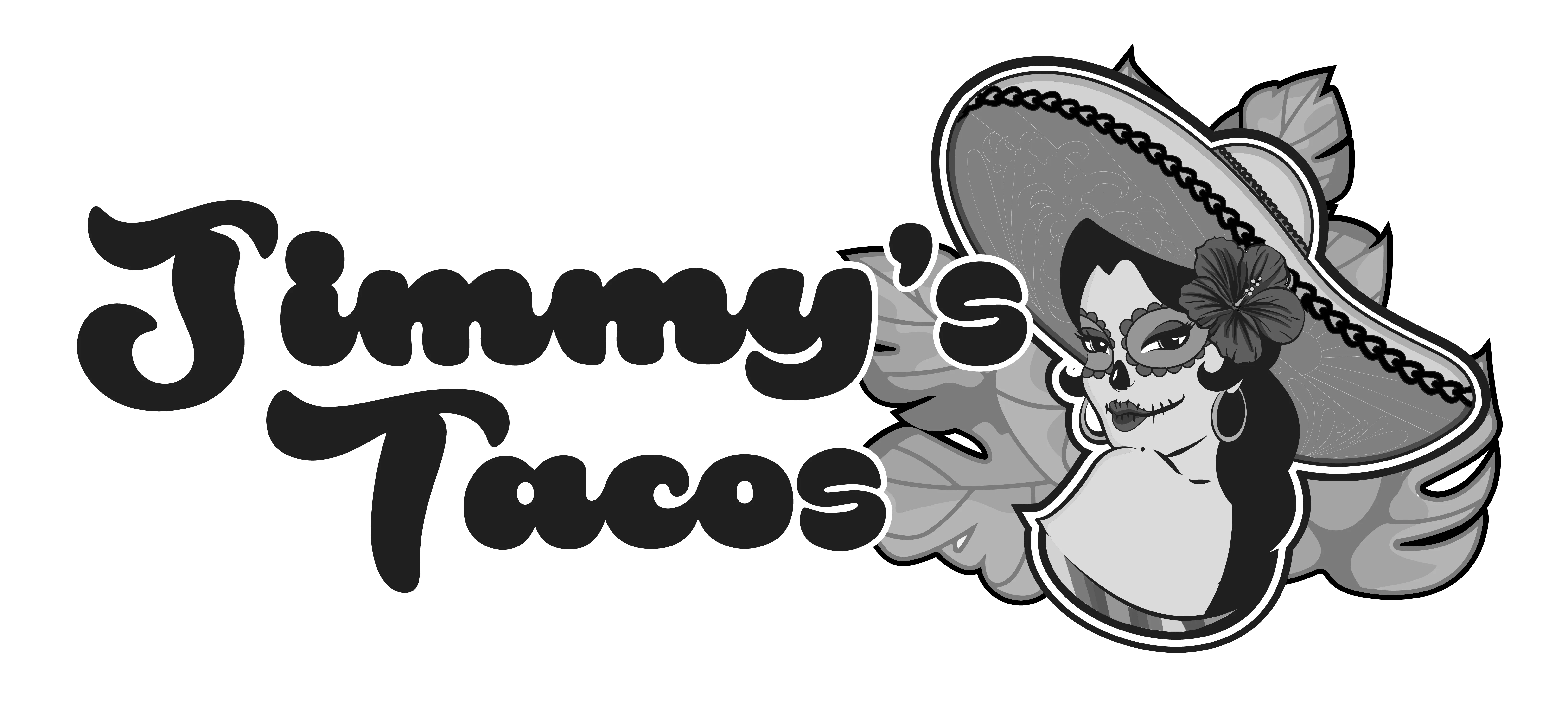 Logo of Jimmy's Tacos featuring a stylized character and vibrant design