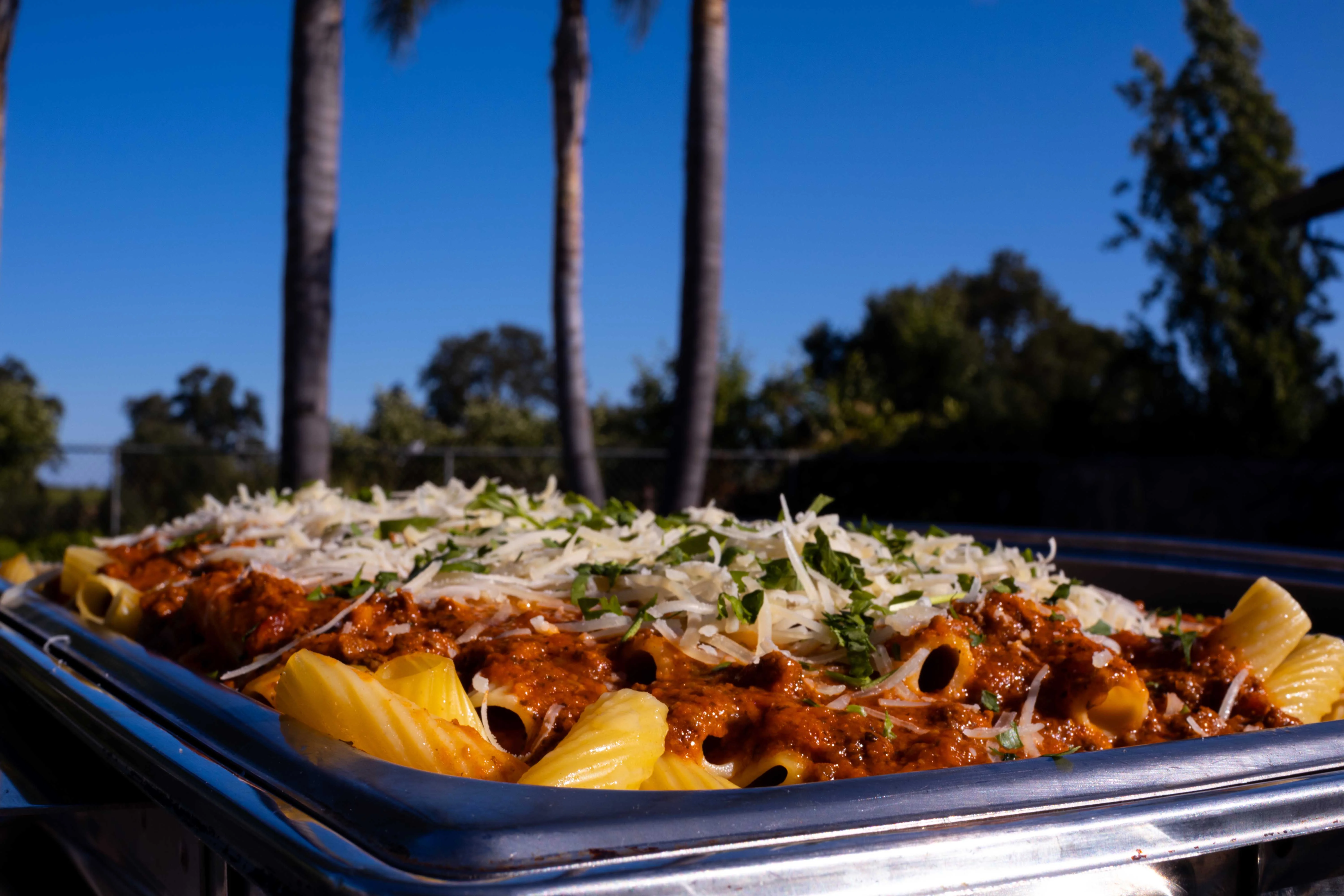 Baked ziti with marinara sauce and cheese