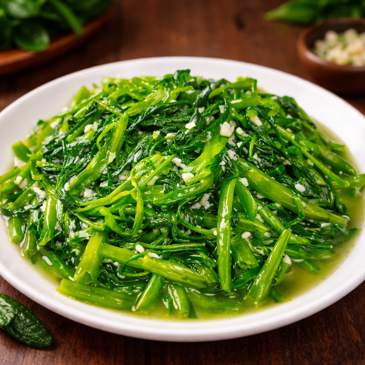 空心菜 jiayue110６キロ Kuan Zhai Alley - 蒜炒空心菜Stir Fried Ong Choy with Garlic