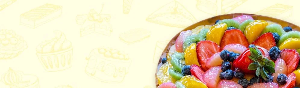 Colorful fruit tart with strawberries and blueberries