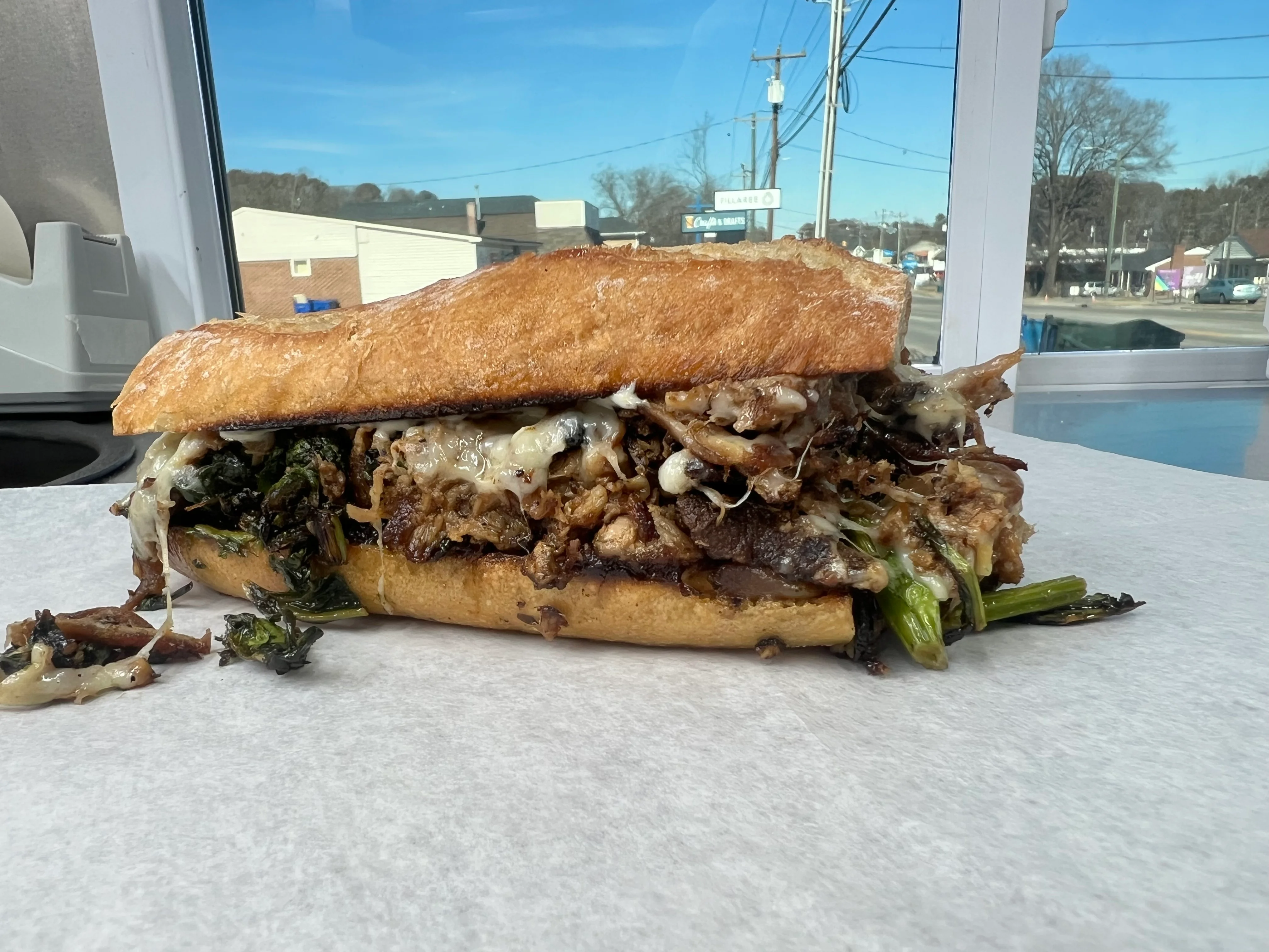 Hearty Italian beef sandwich with melted cheese