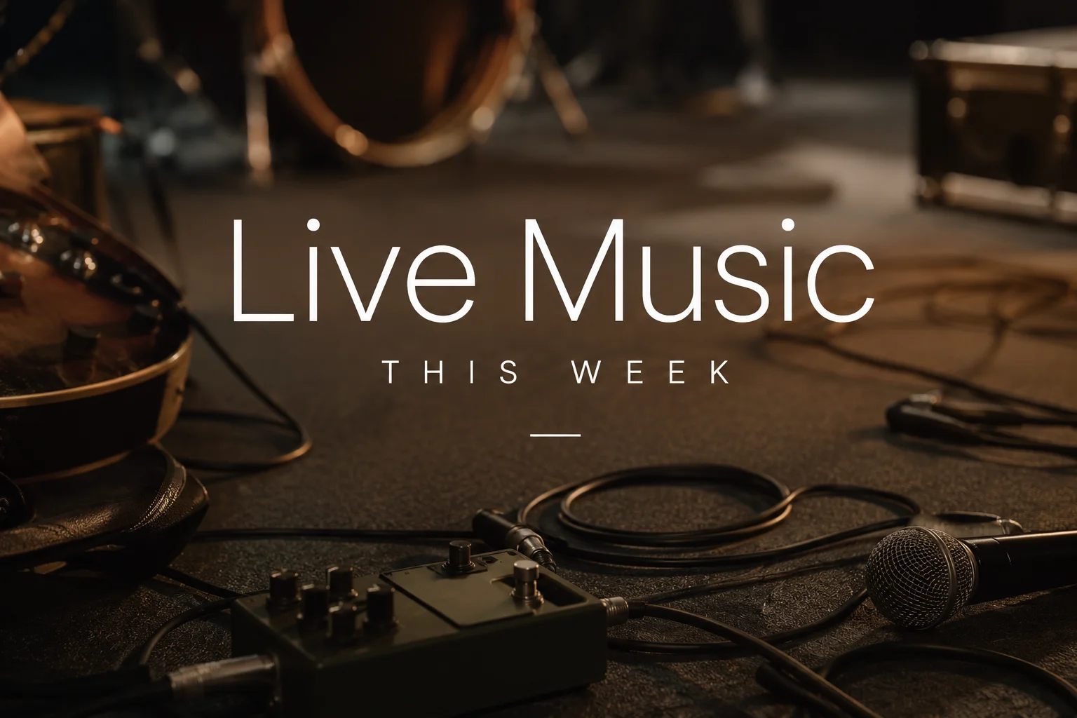 Live music setup with instruments and microphone on stage