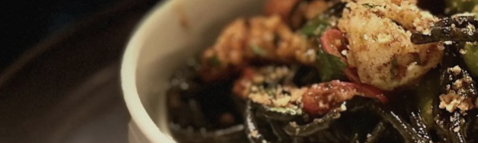 Italian seafood pasta with herbs and breadcrumbs