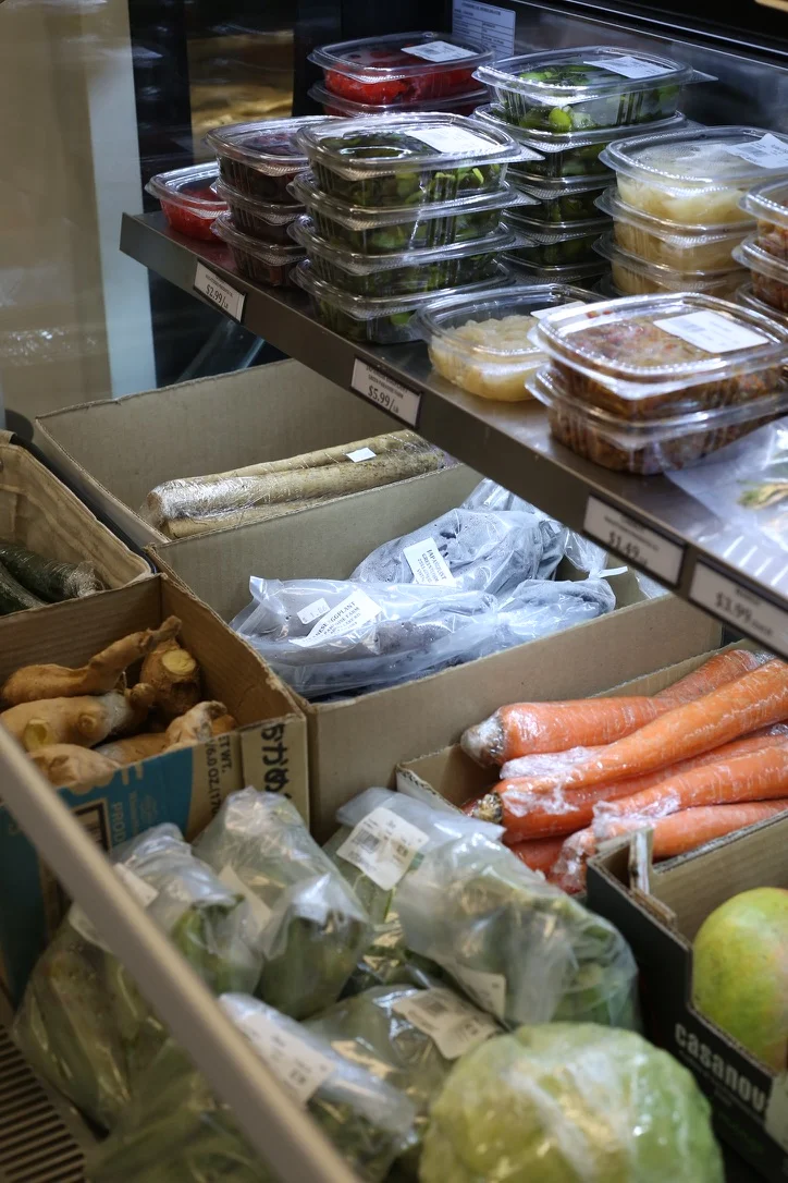 Fresh produce display in a grocery store