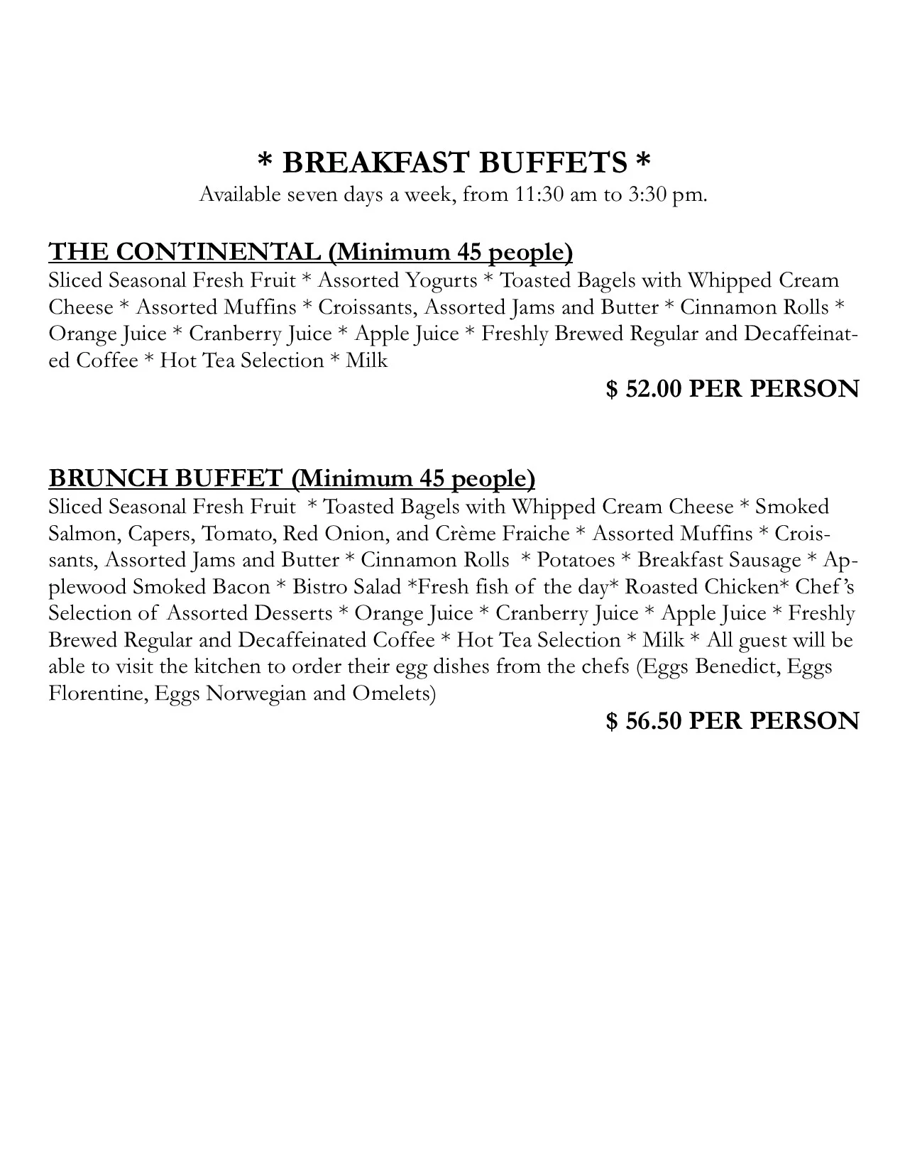 Breakfast buffet spread featuring assorted pastries and fresh fruit