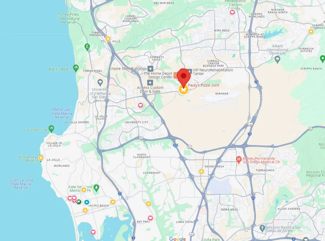 Map to Pauly's Pizza
