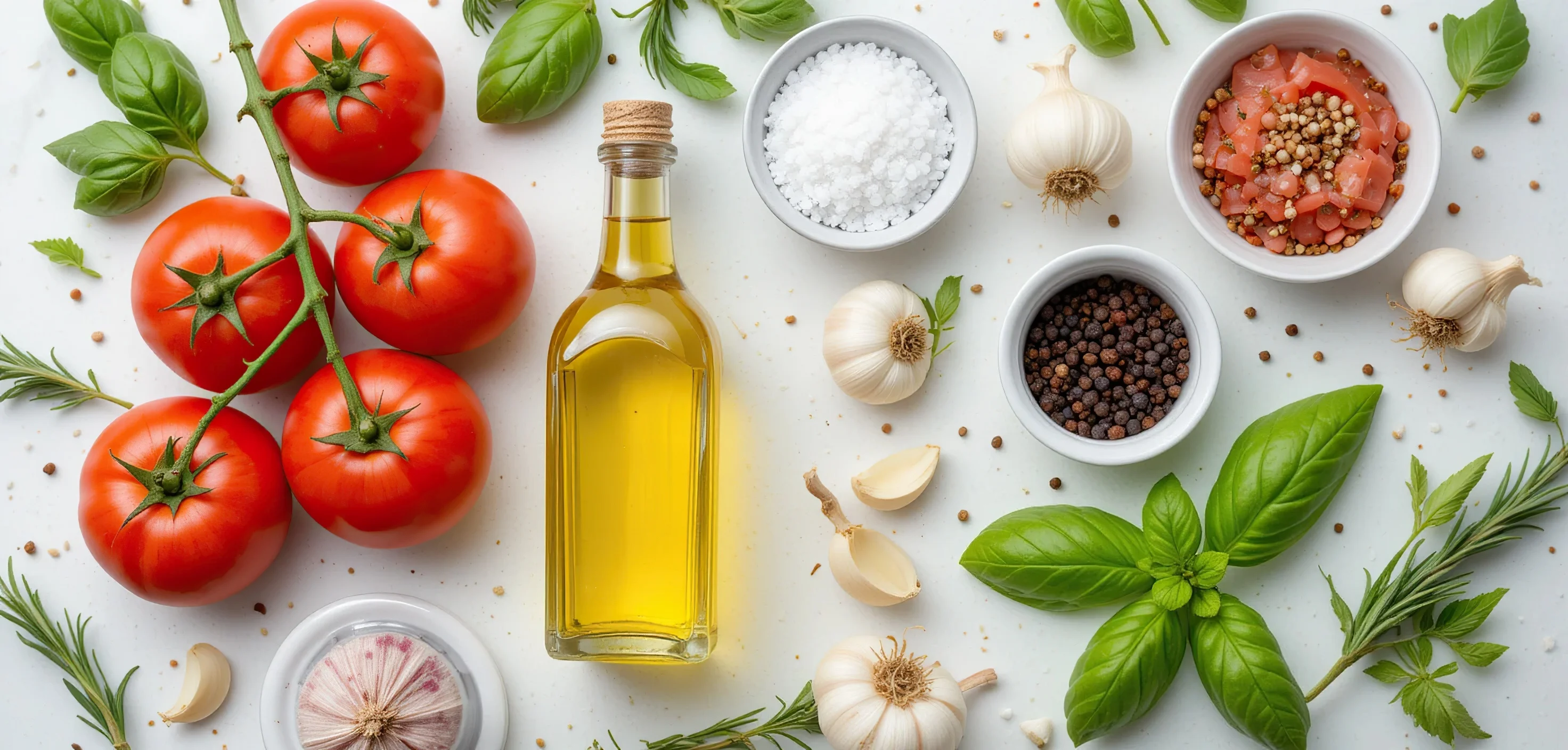 Fresh ingredients for Italian cuisine preparation