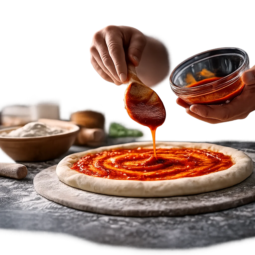 Classic pepperoni pizza on a wooden serving board