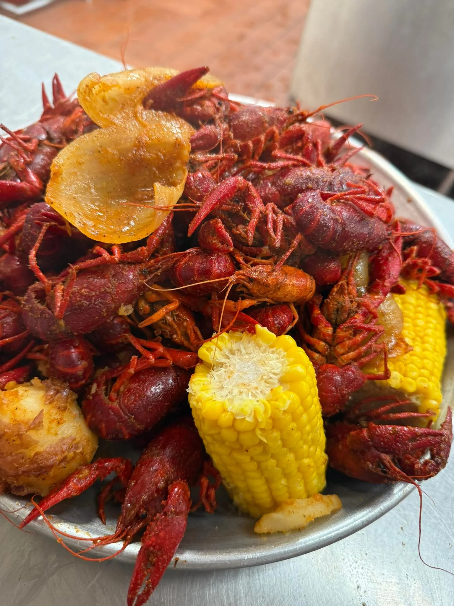 A seafood boil at Fannett