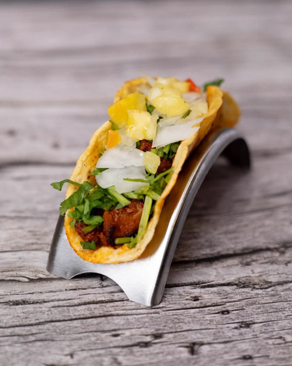 Authentic Mexican street taco with fresh toppings