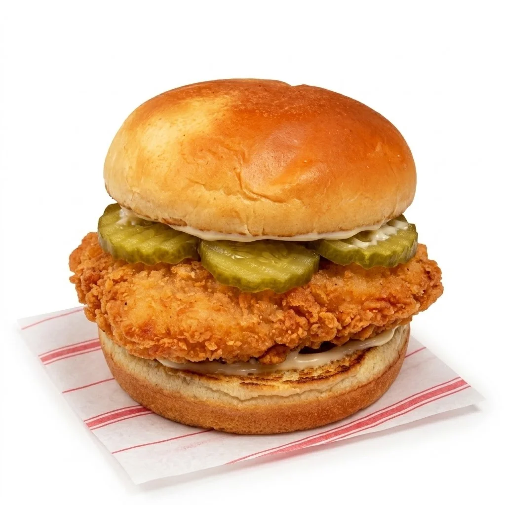 Crispy Southern fried chicken sandwich with pickles