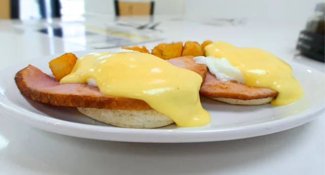 Classic Eggs Benedict with hollandaise sauce