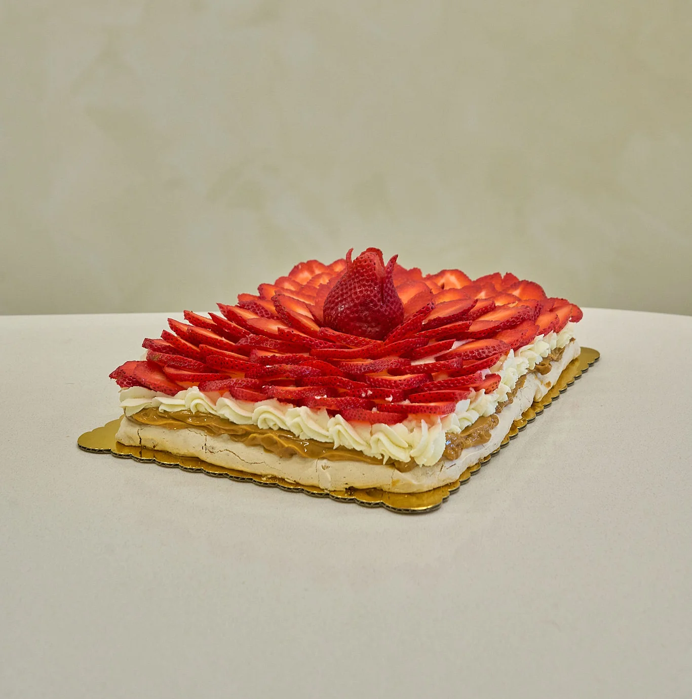 Strawberry shortcake with whipped cream and fresh strawberries