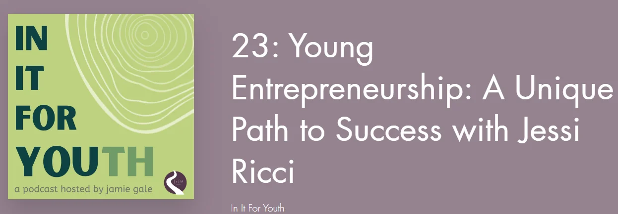 Podcast cover art for 'In It For Youth' featuring entrepreneurship themes