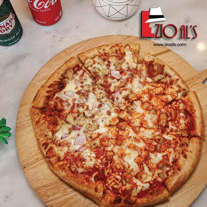 Delicious BBQ chicken pizza with melted cheese