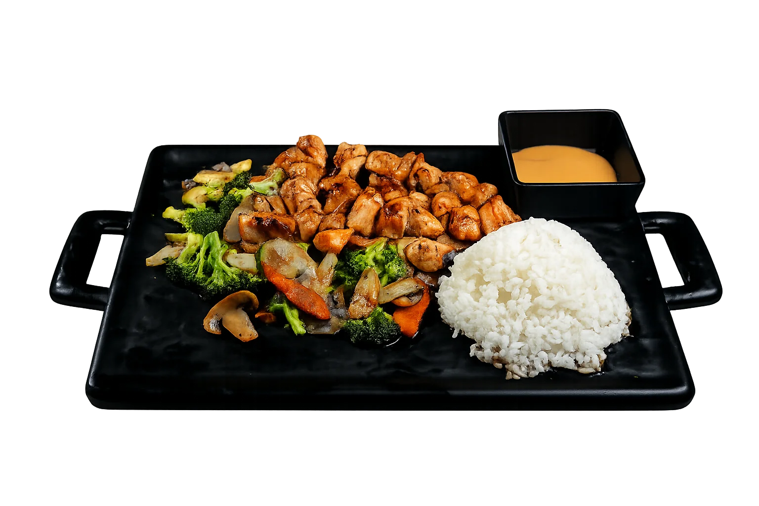 Grilled chicken teriyaki with vegetables and rice