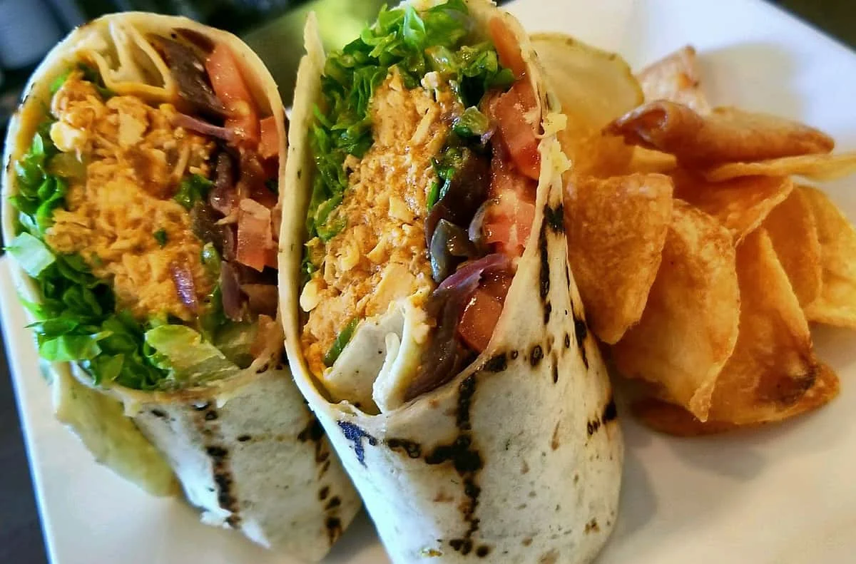 Delicious chicken burrito with fresh vegetables