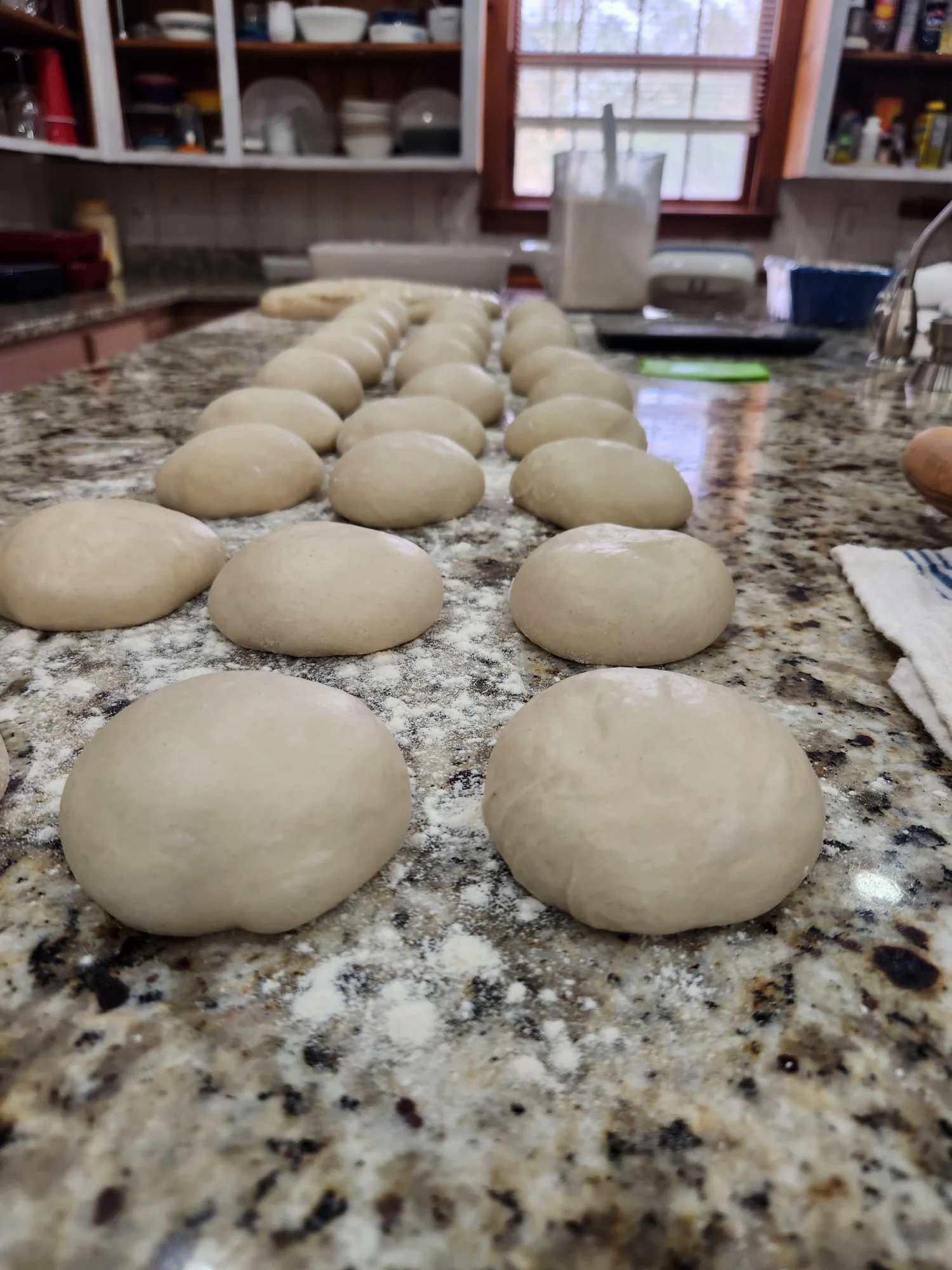 Hand-balled pizza dough