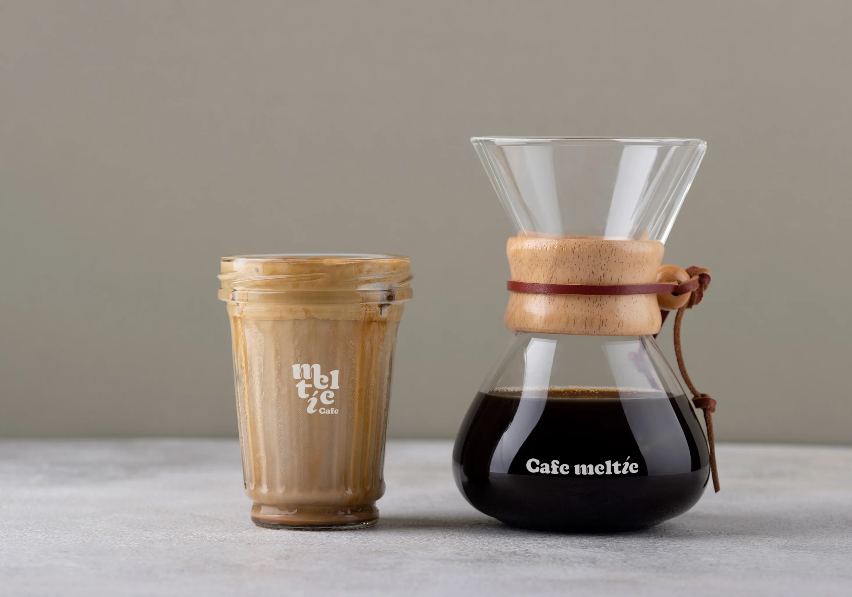 Coffee served in a stylish glass with a Chemex coffee maker