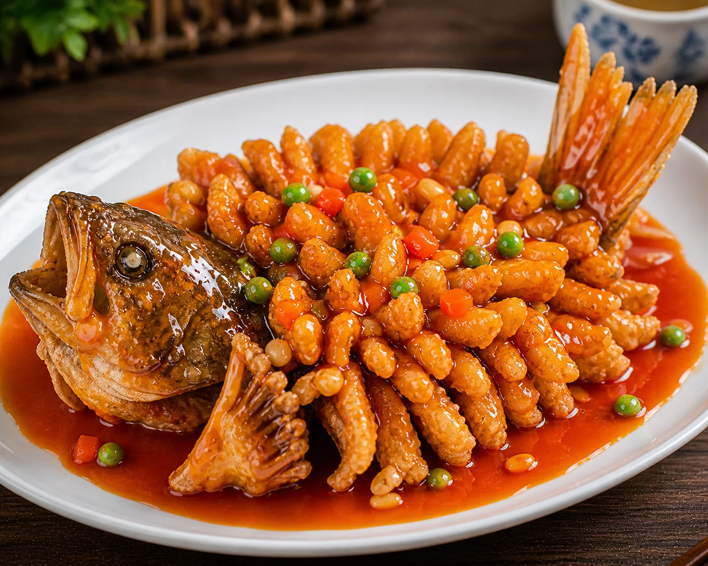 F9.松鼠鱼 Deep-fried Mandarin fish with sweet and sour sauce